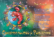 Обложка на Свидетельство о рождении Рак А 5