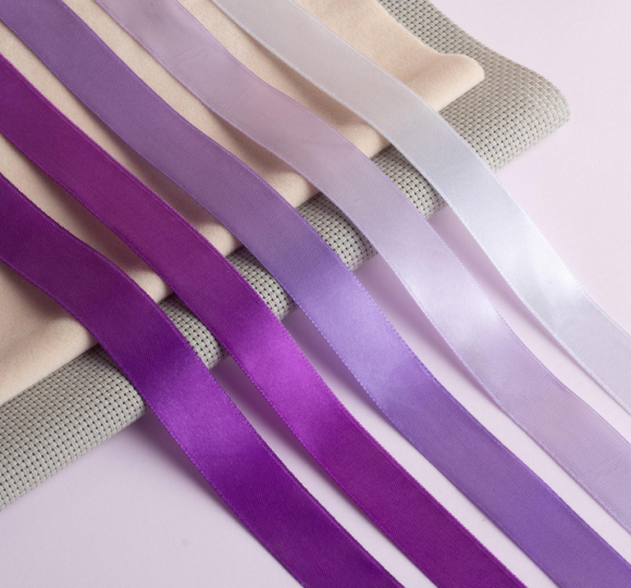 Лента Атласная Набор 5шт 20мм*25ярд Фиолетовый спектр Арт-2611792