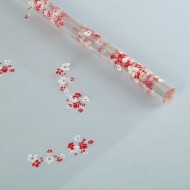 Пленка прозрачная с рисунком Анютины Глазки Бело-Красная 70см/8м