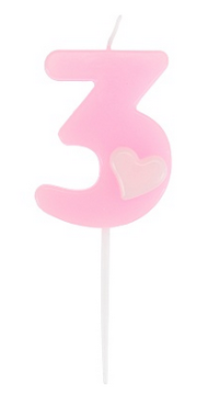 Свеча Цифра 3 с Сердечком Арт-С-2992