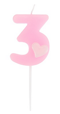Свеча Цифра 3 с Сердечком Арт-С-2992