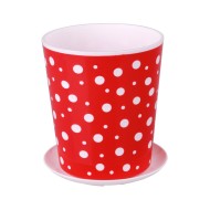 Горшок Горошек 2лит Бело-Красн с поддоном М-2681/ БАШ