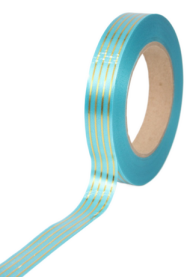 Лента Золот полоса Многополос 2см*50ярд Голубая