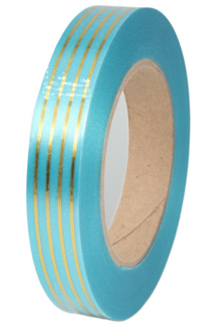 Лента Золот полоса Многополос 2см*50ярд Голубая Лента Золот полоса Многополос 2см*50ярд Голубая