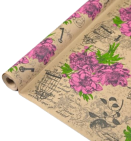 Бумага крафт Peones Натуральный-Малина-Зелёно-Чёрный 70см*10м