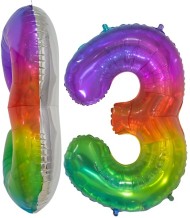 Шар ЦИФРА фольгированный № 3 34"86см Розовый Нежные искры градиент