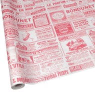 Бумага крафт Винтажная газета красная на Белом 70см*10м