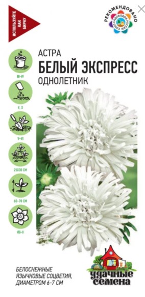 Цветы Астра Белый экспресс ЦВ/П (ГАВРИШ) 0,3гр однолетник 30-40см