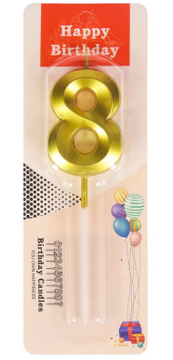 Свеча Цифра 8 Золотой Стиль Арт-2971