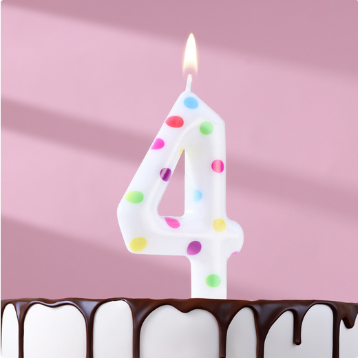 Свеча Цифра 4 Конфетти Гигант Арт-4693301