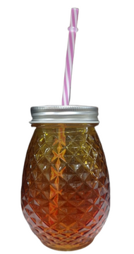 Стакан стеклянный с трубочкой Ананас 480мл