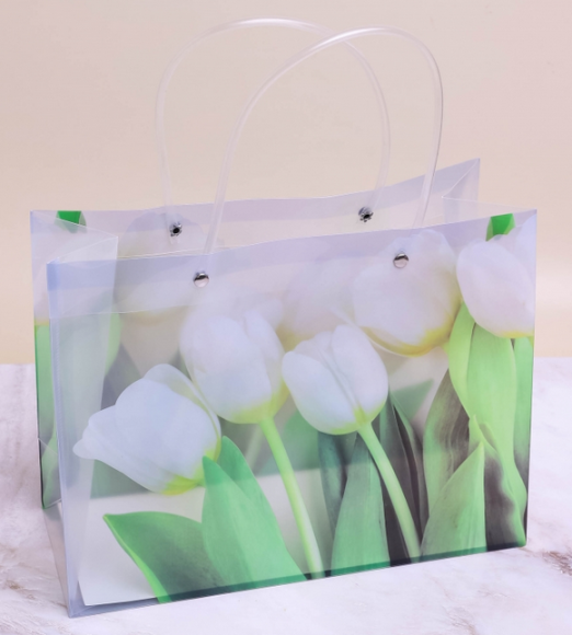 Сумочка для горшечных цветов 270*210*110мм Тюльпаны белые Арт-754