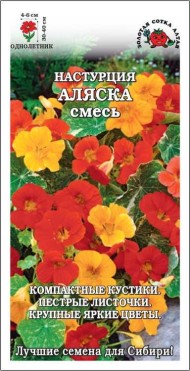 Цветы Настурция Аляска Смесь ЦВ/П (СОТКА) 0,5гр однолетник до 40см Цветы Настурция Аляска Смесь ЦВ/П (СОТКА) 0,5гр однолетник до 40см