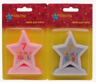 Свеча Цифра 7 звездочка блестка (цвета микс) 635682