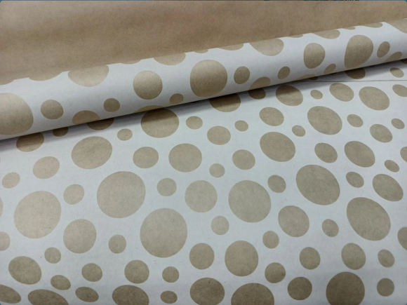 Бумага крафт Европа шары большие белый на коричневом 70см*8,5