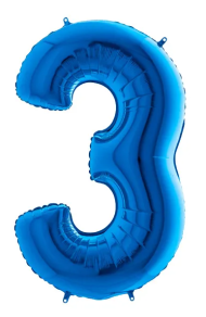 Шар ЦИФРА фольгированный № 3 40"102см Синий