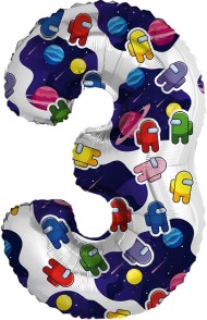 Шар ЦИФРА фольгированный № 3 32"81см Космонавтики