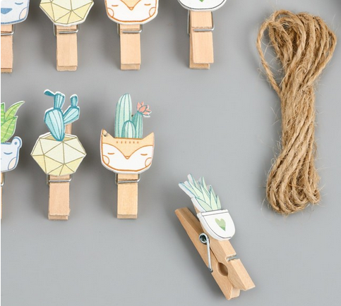 Прищепка Растения в горшочках Арт-9917761 (1уп/10шт) ЦЕНА за ШТУКУ