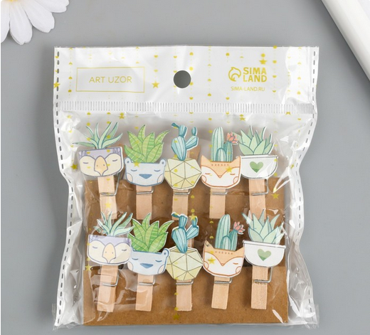 Прищепка Растения в горшочках Арт-9917761 (1уп/10шт) ЦЕНА за ШТУКУ