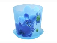 Горшок Деко 125мм 1,2лит Орхидея Голубая с поддоном М-3105 (М-пл)