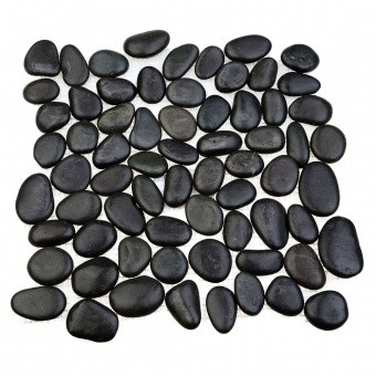 Каменная мозаика MS-00-3HP ГАЛЬКА черная шлифованная