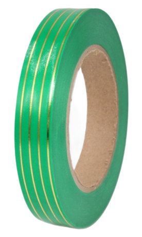 Лента Золот полоса Многополос 2см*50ярд Зеленая