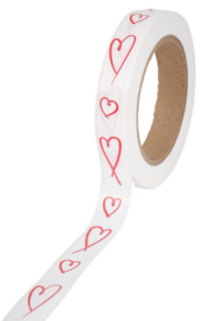 Лента Сердца Итальянские 2см*50ярд Красные на Белом
