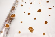 Пленка прозрачная с рисунком Сердечки Бело-Золотая 70см/200гр