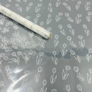 Пленка прозрачная с рисунком Тюльпаны Белая 70см/200гр