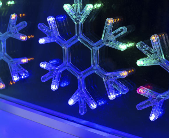 Электрогирлянда 3м Снежинки Цветные Арт-1281
