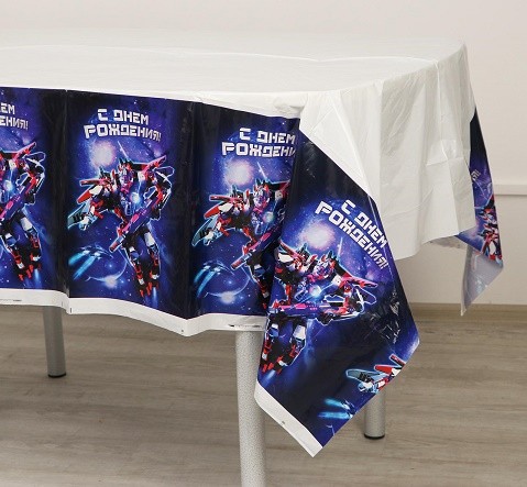 Скатерть одноразовая С Днём рождения Робот 182*137см Арт-5256005