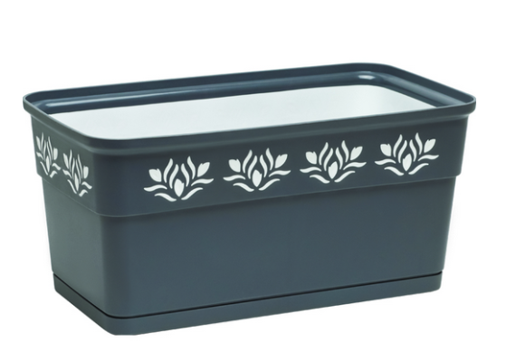 Балконный ящик Флёр 300мм Антрацит Арт-4149 с поддоном