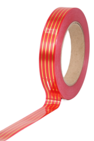 Лента Золот полоса Многополос 2см*50ярд Красная