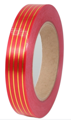 Лента Золот полоса Многополос 2см*50ярд Красная