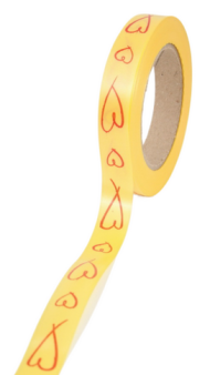 Лента Сердца Итальянские 2см*50ярд Красные на Жёлтом