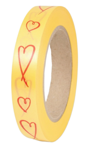 Лента Сердца Итальянские 2см*50ярд Красные на Жёлтом Лента Сердца Итальянские 2см*50ярд Красные на Жёлтом