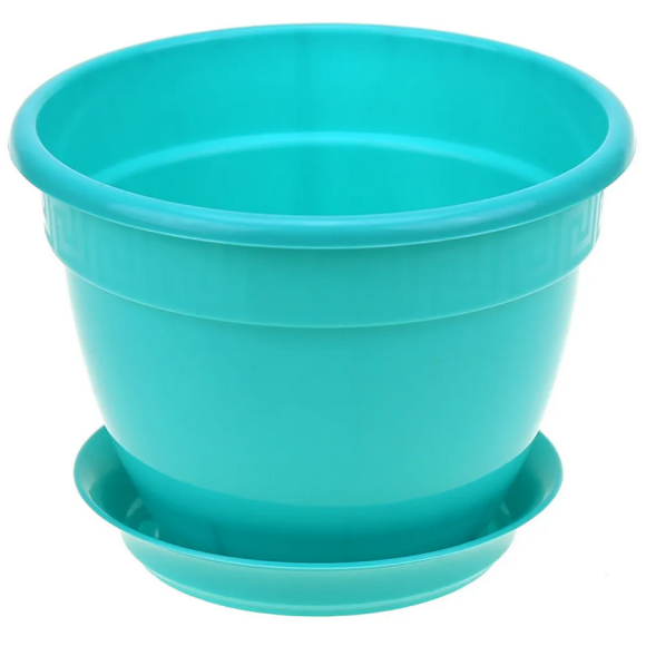 Горшок Антик 0,75лит D-13см Бирюза с поддоном (фиалочница)