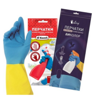 Перчатки резиновые БиКолор р-р.М Удлиненные (1кор/144пары)
