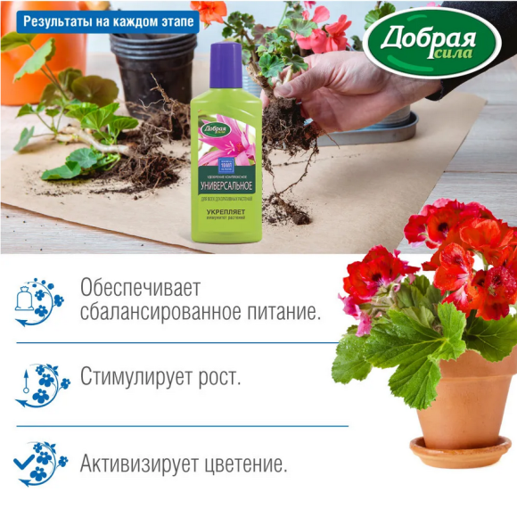 Удобрение Добрая сила Универсальное 250мл (1уп/24шт) min 5шт Удобрение Добрая сила Универсальное 250мл (1уп/24шт) min 5шт