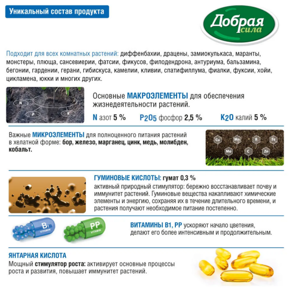 Удобрение Добрая сила Универсальное 250мл (1уп/24шт) min 5шт Удобрение Добрая сила Универсальное 250мл (1уп/24шт) min 5шт