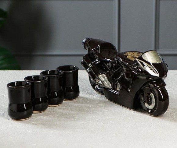 Штоф Байк Чёрный 0,5лит + 4 рюмки 1265977