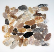 Каменная мозаика MS-00-5 BCP ГАЛЬКА овал бел/корич/серая шлифованная