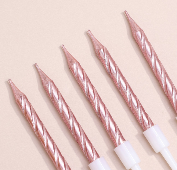 Свечи для торта С Днём Рождения Розовый металлик 10шт 2919673