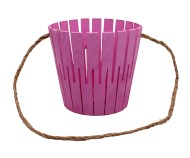 Корзина Натуральн Дерево 100/150/300мм с Веревочн ручкой Розовая