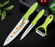 Набор кухонных ножей Нарцисс Зелёный 3пр Доляна Арт-2331128