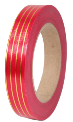 Лента Золот полоса Многополос 2см*50ярд Малиновая