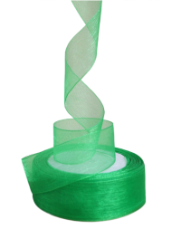 Лента Органза 24мм*25ярд Зелёная