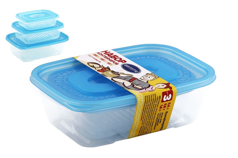 Набор пластиковых Контейнеров 3шт (0,4лит/0,8лит/1,6лит) Арт-1109/20