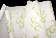 Бумага крафт Европа завитки салатовый на белом 70см*8,5м