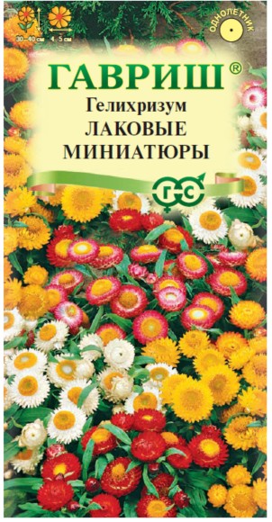 Цветы Гелихризум Лаковые миниатюры ЦВ/П (ГАВРИШ) 0,1гр однолетник сухоцвет 30-40см